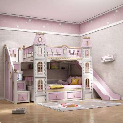 All solid wood Children's Princess Castle Bed Slide