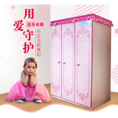 Children's wardrobe three-door girl princess room children's furniture set combination pink