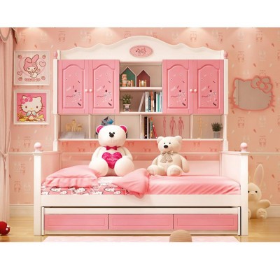 girl princess bed pink single bed multifunctional wardrobe bed combination