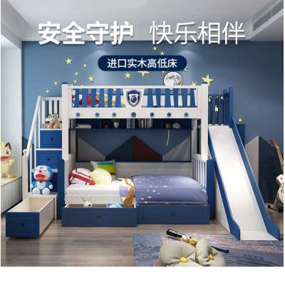 All solid wood two-layer children's castle mother and child bed